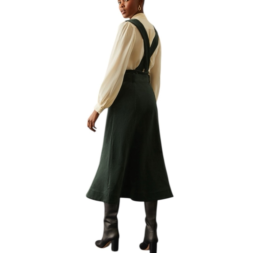 Anthropologie Maeve Dark Turquoise Corduroy Pinafore Skirt - Picture 3 of 8
